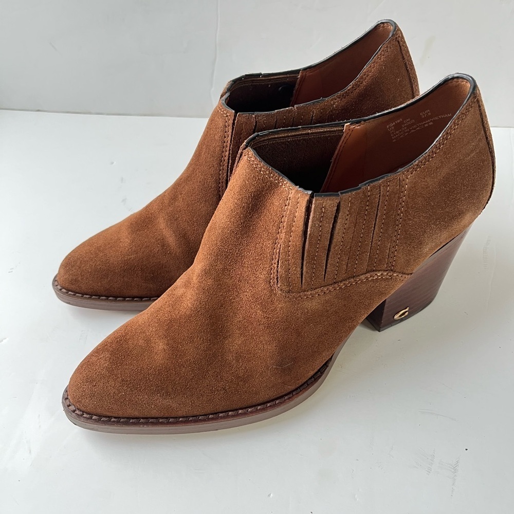 Coach Perri Brown Suede Ankle Booties Size 7 C - Picture 11 of 11